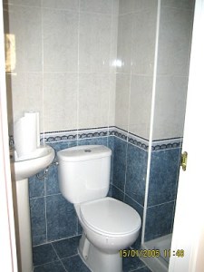 Baño con azulejos desactualizados